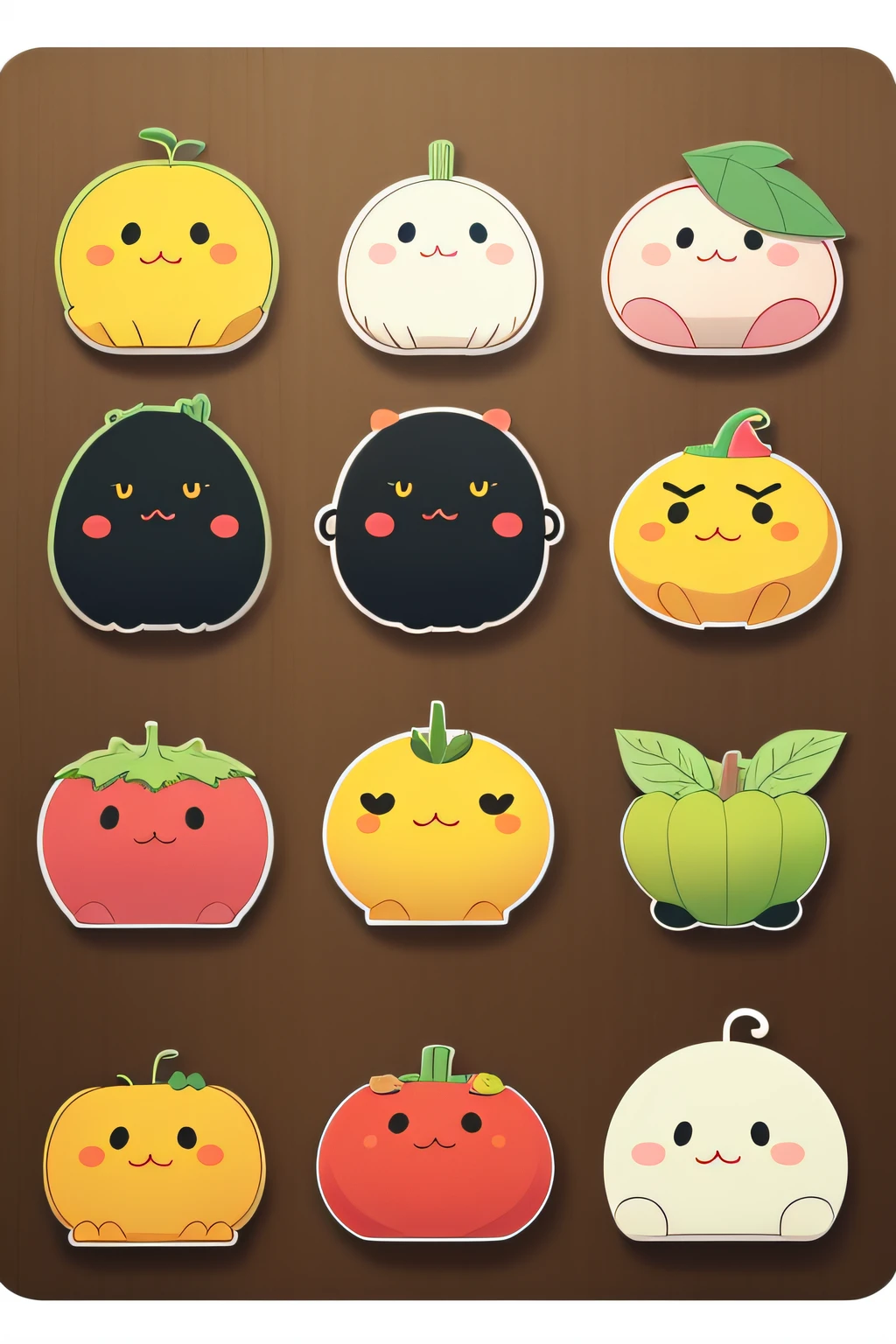 A set of cute fruits and vegetables with faces on them - SeaArt AI