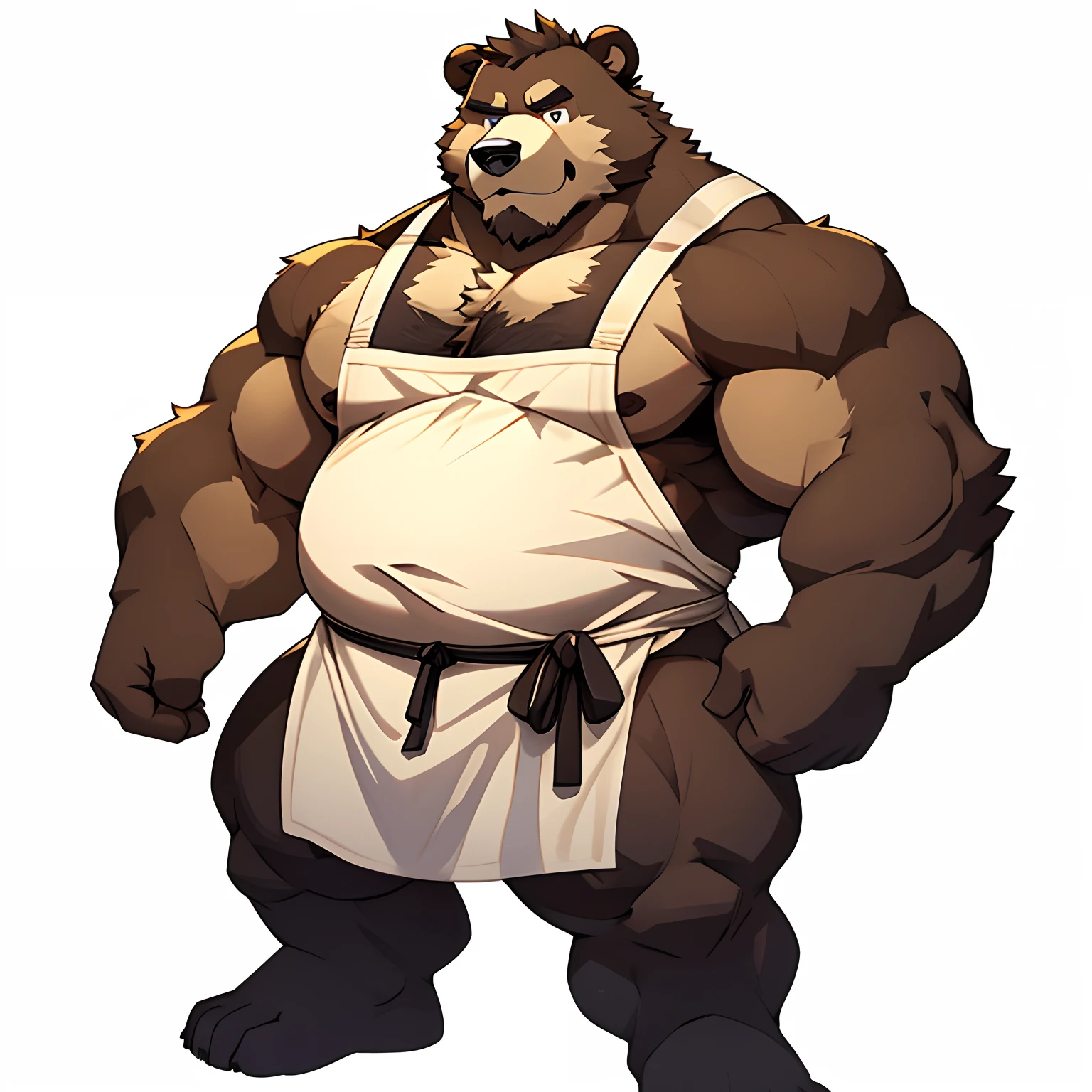 A close up of a cartoon bear with a chef apron - SeaArt AI