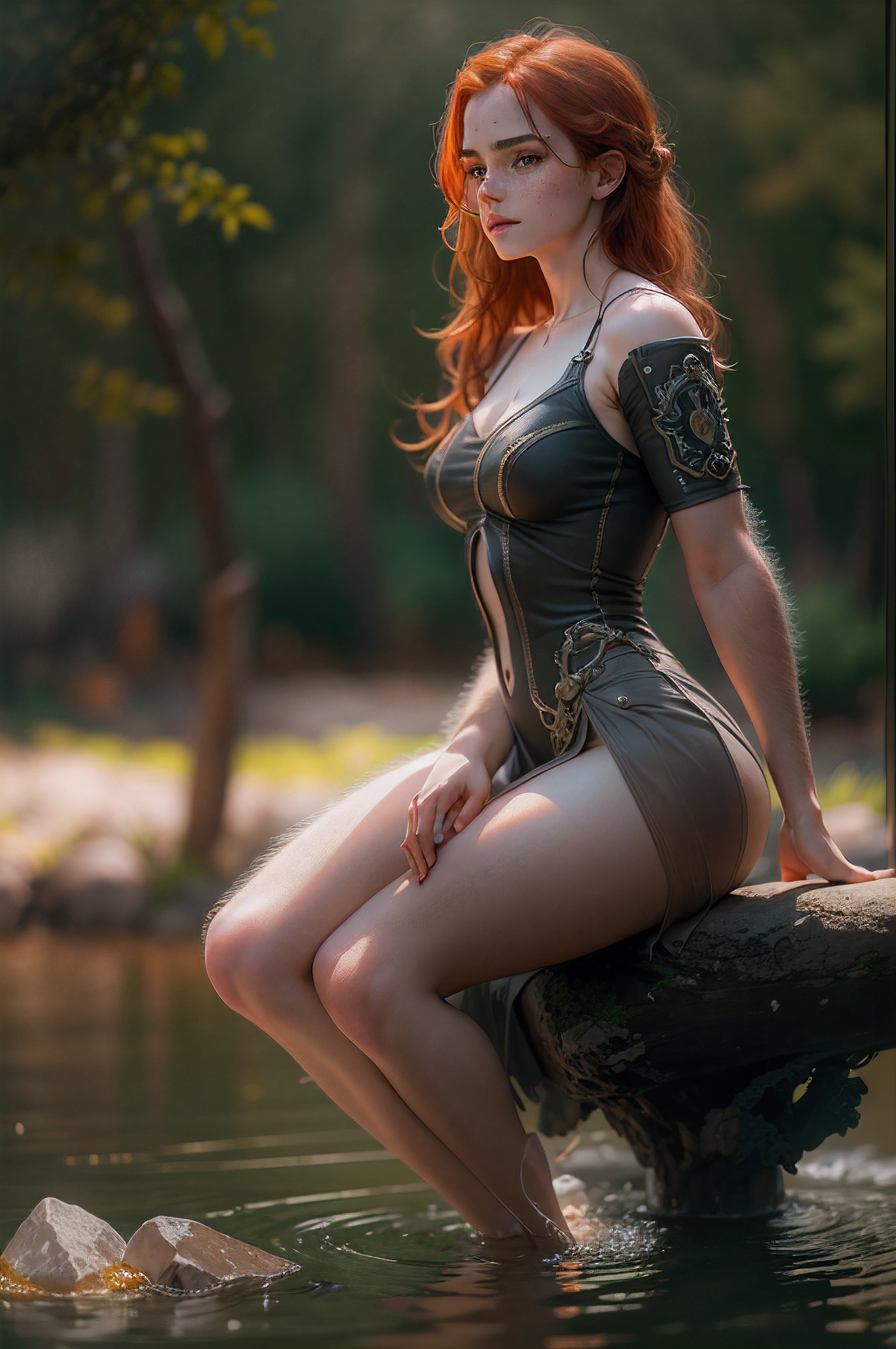 Masterpiece, (((full figure supermodel, full body shot, entire body in frame))), (((magical lighting action shot))) (((beautiful redhead fit pale smiling goddess Scottish woman kneeling in river garden in a park, arms covering flat chest, arms across , arms folded))), (((micro outfit, looking into the camera))) , ((( redhead hair, accurate hands accurate eyes))) moody lighting, very detailed, dramatic lighting, digital art trending on Artstation 8k HD high definition detailed realistic, detailed, skin texture, hyper detailed, realistic skin texture, armature, best quality, ultra high res, (photorealistic:1.4), high resolution, detailed, raw photo, sharp re, nikon d850 film stock photograph 4 kodak portra 400 camera f1.6 lens rich colors hyper realistic lifelike texture dramatic lighting unrealengine trending on artstation cinestill 800, (((accurate female anatomy, perfect eyes))) (((500px, fstoppers, photosight.ru, iso noise))) portrait of beautiful women, looking over spruce forest, moody portrait, striking features, beauty, intricate details, dramatic composition, tension, wispy hair, blue eyes, contrast, texture, realism, high-quality rendering, stunning art, high quality, film grain, Fujifilm XT3, acne, blemishes, detailed skin, freckled