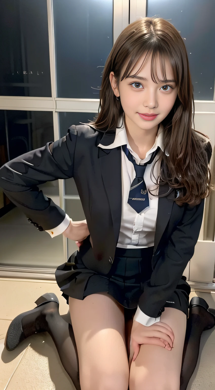 (((32ｋ,high detal,high-detail、​masterpiece,Attention to detail,full body Esbian,独奏))),Raw photo & realistic atmosphere,beautiful dark blue eyes,Detailed mouth,Glossy lips,Detailed eyebrows,Eyes drawn in detail with soft white skin that shines with every detail、azure eyes,Very beautiful eyes,Detailed lips、Very beautiful face,Very well-formed face、Lifelike face,shiny beautiful lips, Realistic Young Gravure Idol, very beautiful school girl, ,Moderately beautiful, Young Sensual Gravure Idol, Young Gravure Idol, Beautiful, Cute and sexy１8 year old schoolgirl,the whole body is wet,dripped out,with a flushed face,Incredibly beautiful１8-year-old girl,short-cut,Brown shiny hair,Hair is wet,Dripping water,dripping,（M-shaped legs spreading in classroom,Lorena beautiful 18 year old schoolgirl,The skirt is flipped up,I see underwear:1.7）,（Black pantyhose,Beautiful fece,Looking at the camera：1.6）,（Black schoolgirl uniform chest languidly open,darkness,Very dark,A pitch-black classroom with no lights on,Illuminate the subject with a flashlight,spot light：1.6）,（Sexy body,well-shaped breasts,,Immature body, I'm anxious and about to cry,Moist eyes,cold smile,The glaring face is also beautiful：1.5）,（Uniforms are torn to tatters,Sexy exposure：1.8）