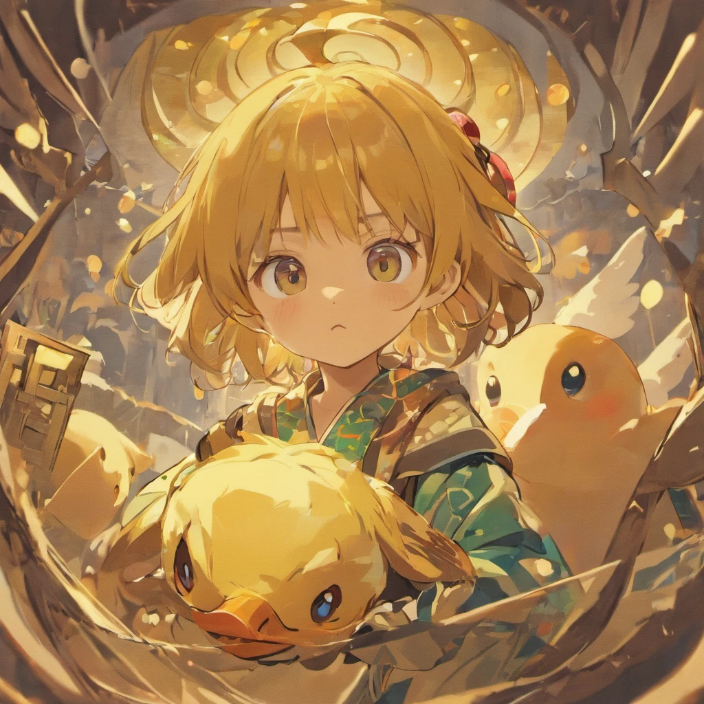 Anime girl with a yellow bird and a yellow bird - SeaArt AI