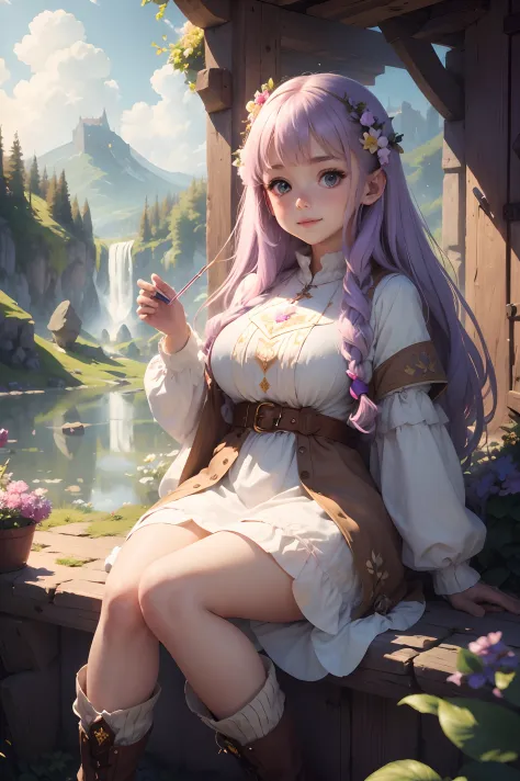 best quality, (masterpiece:1.2), illustration, absurderes, (1girll, solo), (beautiful detailed girl),, aeolia, lilac hair, long ...