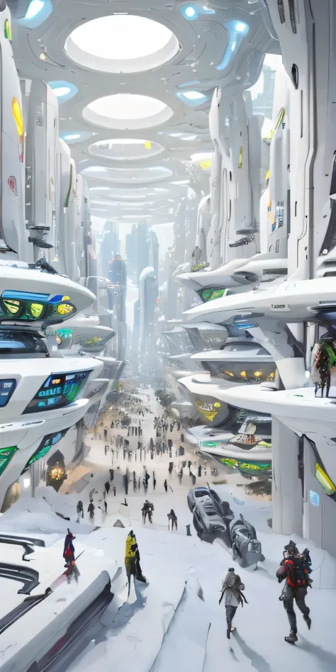 Image of the populous futuristic city Alferd, human futuristic city, futuristic street, futuristic city street, hyper-futuristic...