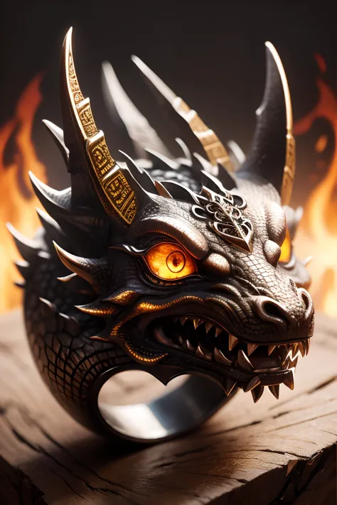Dragon metal texture ring