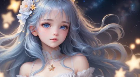 {{best quality}}, {{masterpiece}}, {{ultra-detailed}}, {illustration}, {detailed light}, {an extremely delicate and beautiful}, a girl, {beautiful detailed eyes}, stars in the eyes, messy floating hair, colored inner hair, Starry sky adorns hair, depth of ...