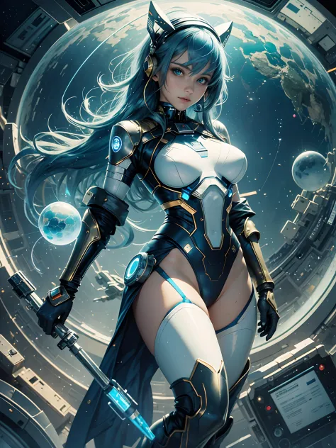 full - body, Blue hair, blunt of, Masterpiece, Top Quality, official arts, an album cover, очень проработанные обои CG Unity 8K, Single Woman, Woman from Japan, full - body, Super High Resolution, (Photorealistic: 1.4), Dynamic Angle, dynamicpose, Mystic P...