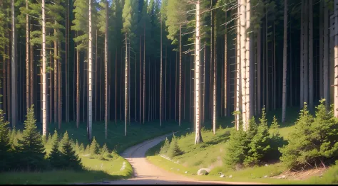 Ussuri broadleaf forest, boreal forest with birch trees, dense boreal vegetation, photograph, ultra realistic, landscape photo, ussuri-amur ecoregion, few conifers, summer in siberia, tall shrubs between trees