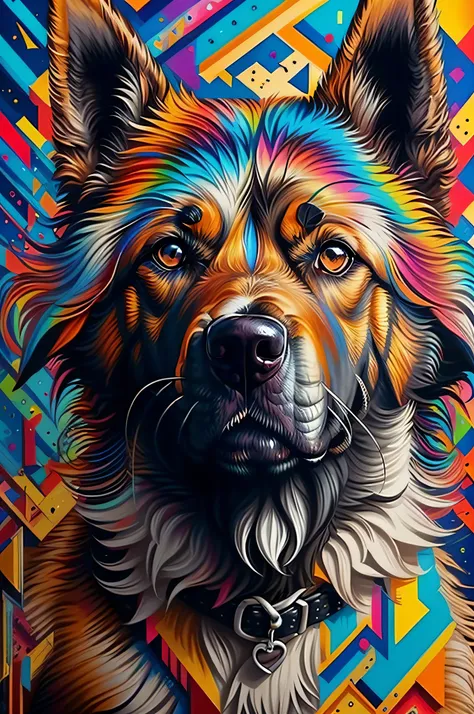 (Detailed face German shepherd dog), Eduardo Kobra acolchoamento ...