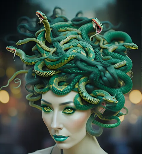 Cinematic Scene of Realistic Medusa Snake Hair · Creative Fabrica