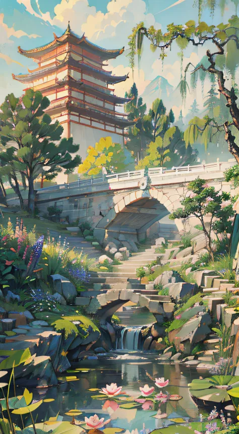 ((best quality, masterpiece: 1.2)), cg, 8k, intricate details, cinematic perspective, (no one around), (ancient chinese garden),...