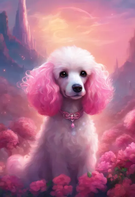 dog, poodle, pink hair, huge, cute,