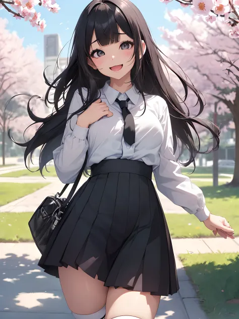 heart hands 、Ahegao、Black pleated skirt、A dark-haired、Blunt bangs、(On a bright spring day (day:1.0), Under the clear blue sky (skyporn:1.0), Ahegao ( Silly / Sexual ecstasy)、Cross-eyed、Stranger、View other people、Blunt bangs、 over-kneehighs,Ahegao , Skew
br...