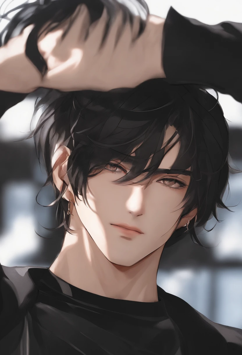 A close up of a person with a black shirt and a black shirt - SeaArt AI