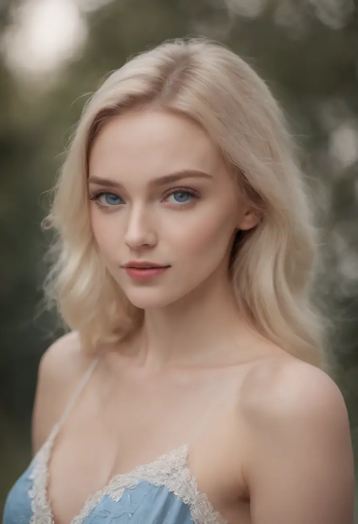 Nikon Z 85mm, Beautiful, Petite 18-year-old supermodel, a blond, Bright blue eyes, Fit,  skinny,((High detailed skin, Skin Details)), Sharp Focus,, 8K UHD, Digital SLR, High quality, russian face, Naked ,Open legs ,Beautiful body, medium breasts⁩
