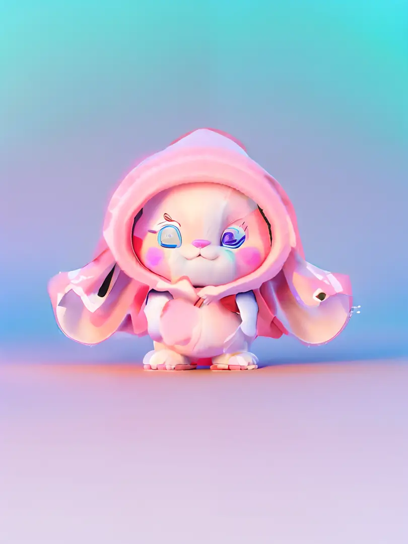A cartoon character of a man in a hoodie, cute anthropomorphic bunny, Cute cartoon character, wearing a hood with pointy ears, wearing a bunny suit, Cartoon Cute, , with long floppy rabbit ears, thick black lineart, Peach blossom ornaments, cute character,...