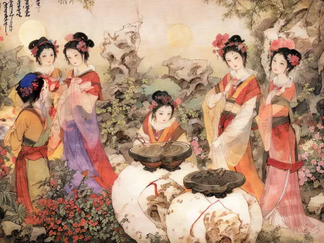 masterpiece, best quality,(full bodyesbian:1.3), solo,chinese paintings,beautiful face and eyes details of chinese girl, perfect...