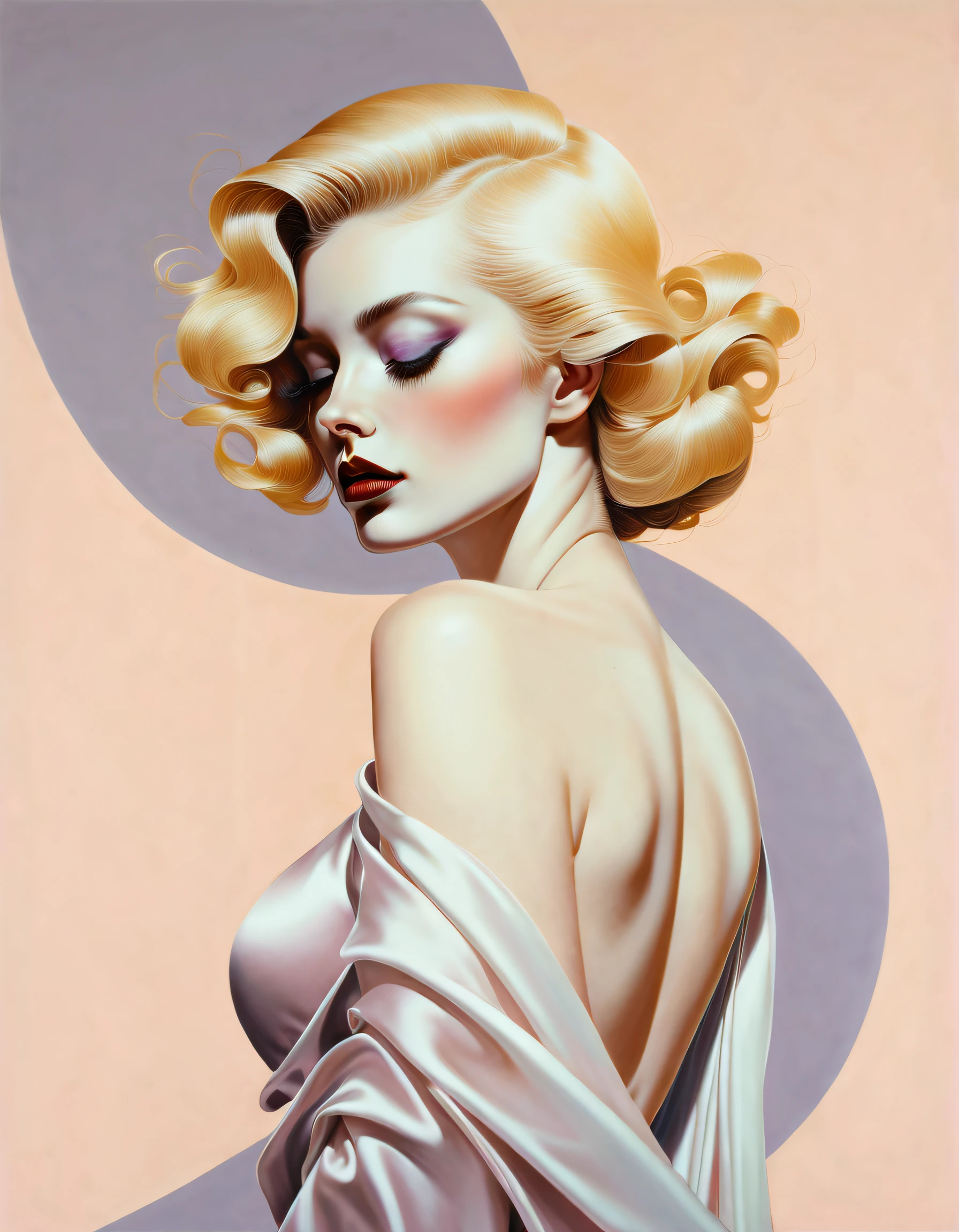 chiaroscuro technique on sensual illustration of an elegant woman, vintage ,silky eerie, matte painting, by Hannah Dale, by Harumi Hironaka, extremely soft colors, vibrant, pastel, highly detailed, digital artwork, high contrast, dramatic, refined, tonal, golden ratio