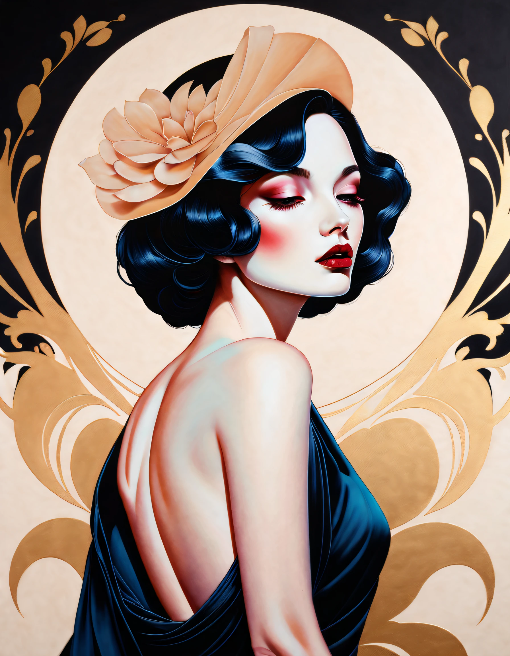 chiaroscuro technique on sensual illustration of an elegant woman, vintage ,silky eerie, matte painting, by Hannah Dale, by Harumi Hironaka, extremely soft colors, vibrant, pastel, highly detailed, digital artwork, high contrast, dramatic, refined, tonal, golden ratio