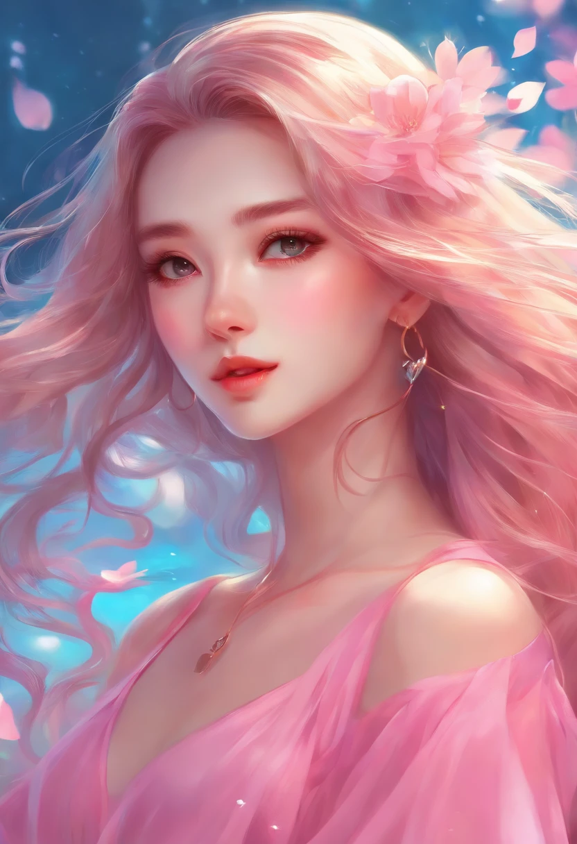 a close up of a person with long hair and a pink dress, rossdraws pastel vibrant, beautiful anime art style, cute art style, anime girl with long hair, colorful aesthetic, trending on artstration, digital anime illustration, anime art style, beautiful anime portrait, rossdraws cartoon vibrant, stunning art style, digital anime art, beautiful anime style, colorful]”