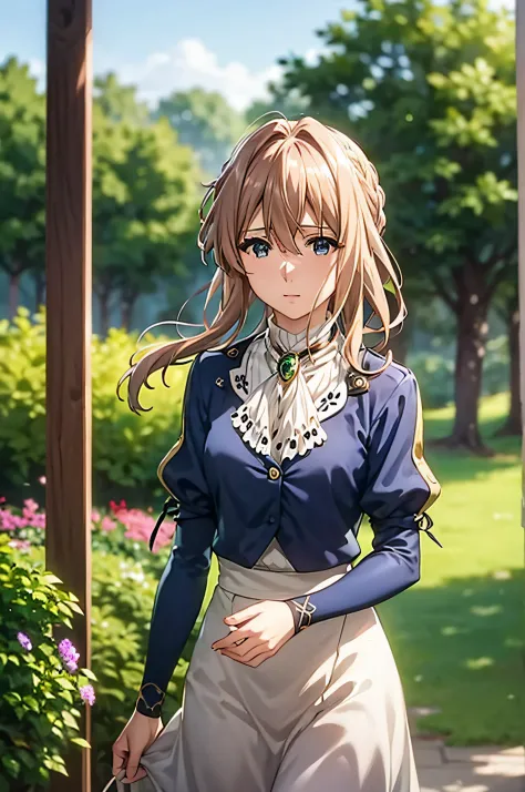 Violet Evergarden,masutepiece, Best Quality, 1girl in, Solo, Blonde hair, Blue eyes, hair between eye, Looking at Viewer, bow ri...