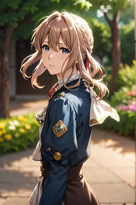 Violet Evergarden,masutepiece, Best Quality, 1girl in, Solo, Blonde hair, Blue eyes, hair between eye, Looking at Viewer, bow ri...