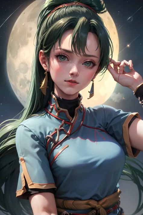 (lyn from fe) (wearing lyn clothes) (high definition) (high quality) (extremely detailed) (moon and stars background) (perfect l...