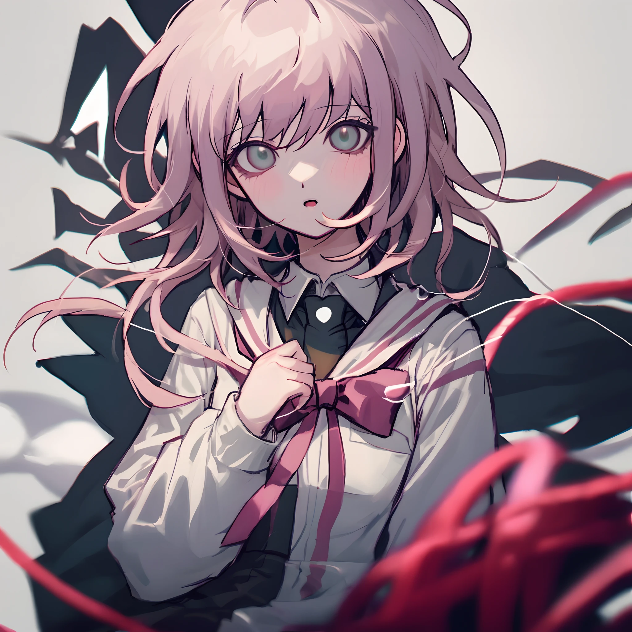 Anime girl with pink hair and a bow tie - SeaArt AI