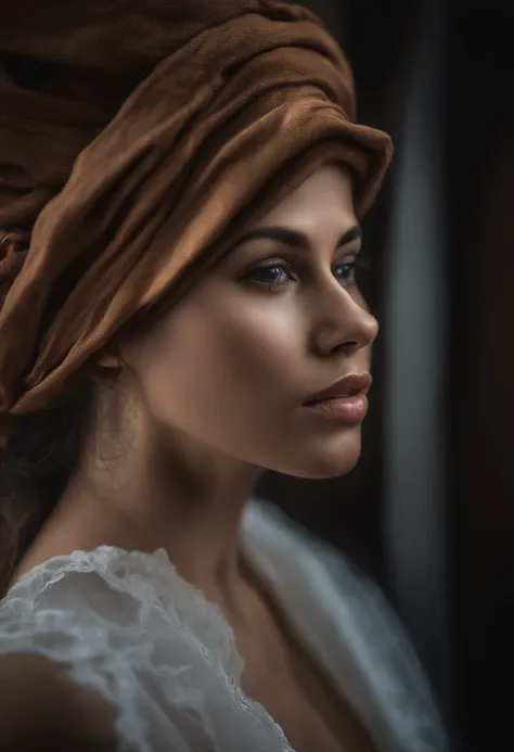 A close up of a woman wearing a black dress and a veil - SeaArt AI