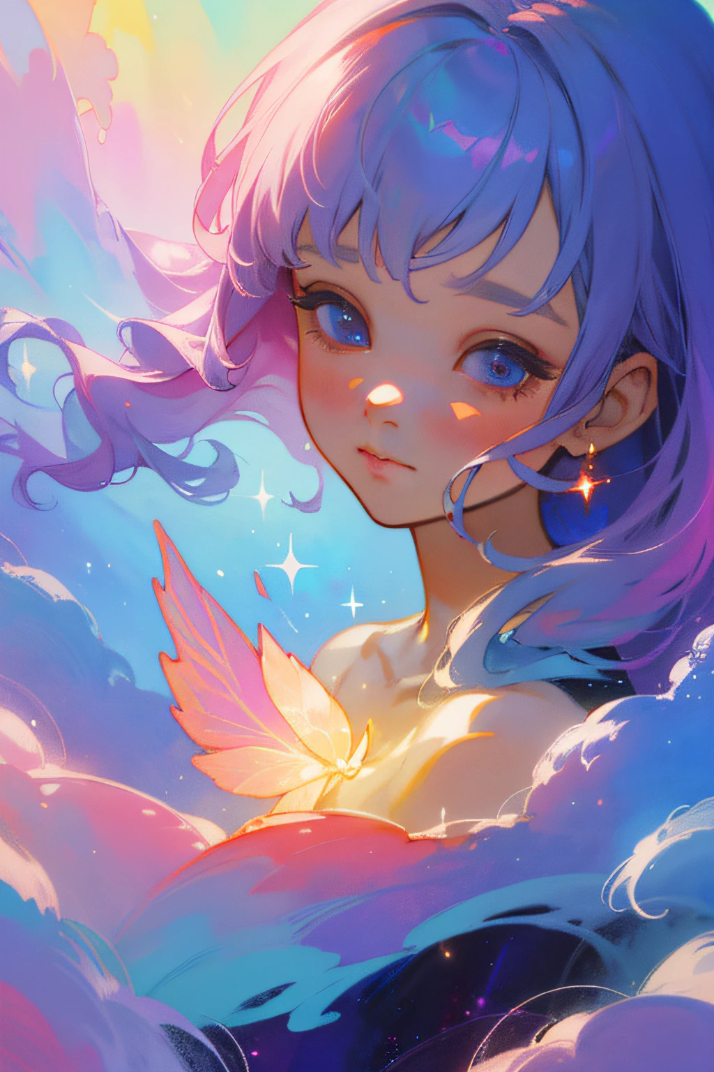 (High quality, 8K), Detailed face, Detailed eyes, Colorful, Experience the enchantment of watercolor fantasy with this artwork featuring colorful girls, Iridescent hair and seductive eyes. Watercolor style adds a touch of magic, Vibrant shades blend in with a mesmerizing glow、glinting.
The girl's hair boasts colorful shades, Reminiscent of a rainbow dance, Her eyes exude a captivating beauty that draws you into the realm of wonder.
Watercolor strokes are、Creates an ethereal atmosphere, As if the colors are alive, Dancing with fantastic brilliance. Immerse yourself in this enchanting world, Where fantasy effortlessly meets imagination, Bring the magic of dreams to life.
Let the sparkle of this watercolor fantasy envelop you, Travel with a girl through a world of bright colors、When you wonder when it glows with every brush stroke.(​masterpiece、8K、top-quality)、Close up portrait of woman in foam dress, ethereal fairy tale, beautiful fantasy art, dreamy and detailed, very magical and dreamy, fantasy beautiful, fairytale artwork, very beautiful fantasy art, Fairytale style, ethereal beauty, Beautiful princess, beautiful detailed fantasy, beautiful digital works of art, fantasy fairytale story, wlop |, ethereal fantasy, Ethereal!!!!!!!, Ethereal!!!