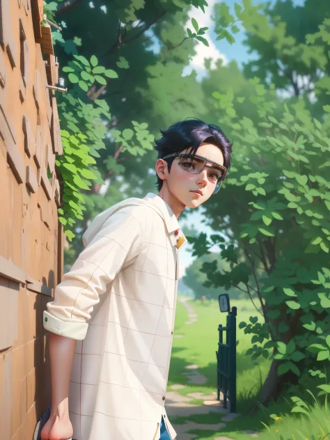 there is a boy walking with a dog on a path, adorable digital painting, childrens art in artstation, artwork in the style of guweiz, cute detailed digital art, atey ghailan 8 k, adventure hyper realistic render, by Leng Mei, realistic anime 3 d style, fema...