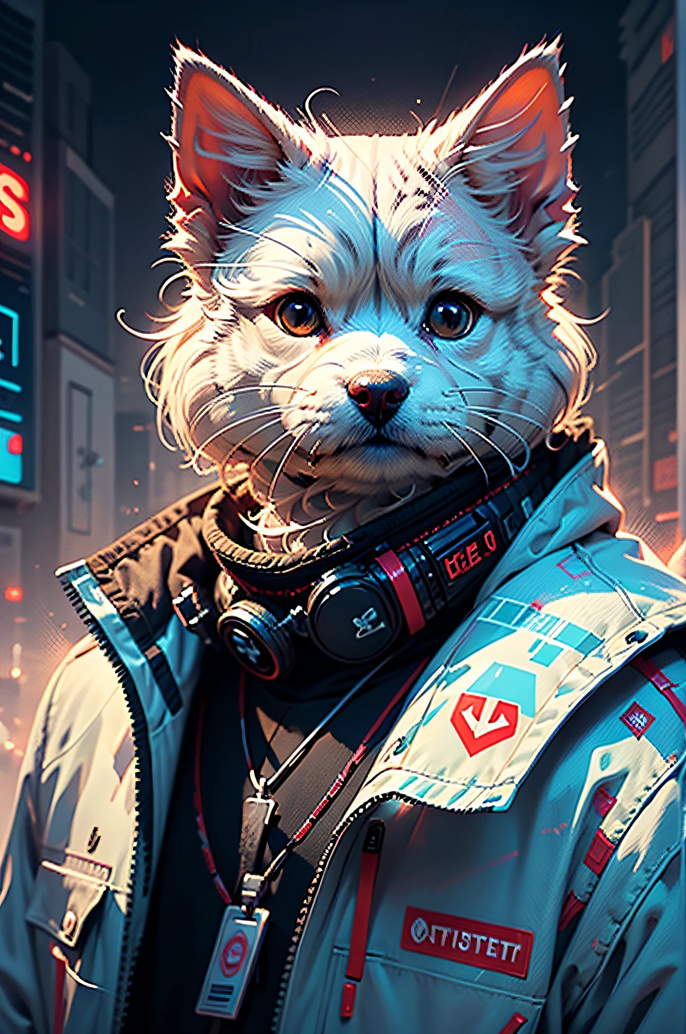 West Highland White Terrier Chien West Highland White Terrier Cyberpunk