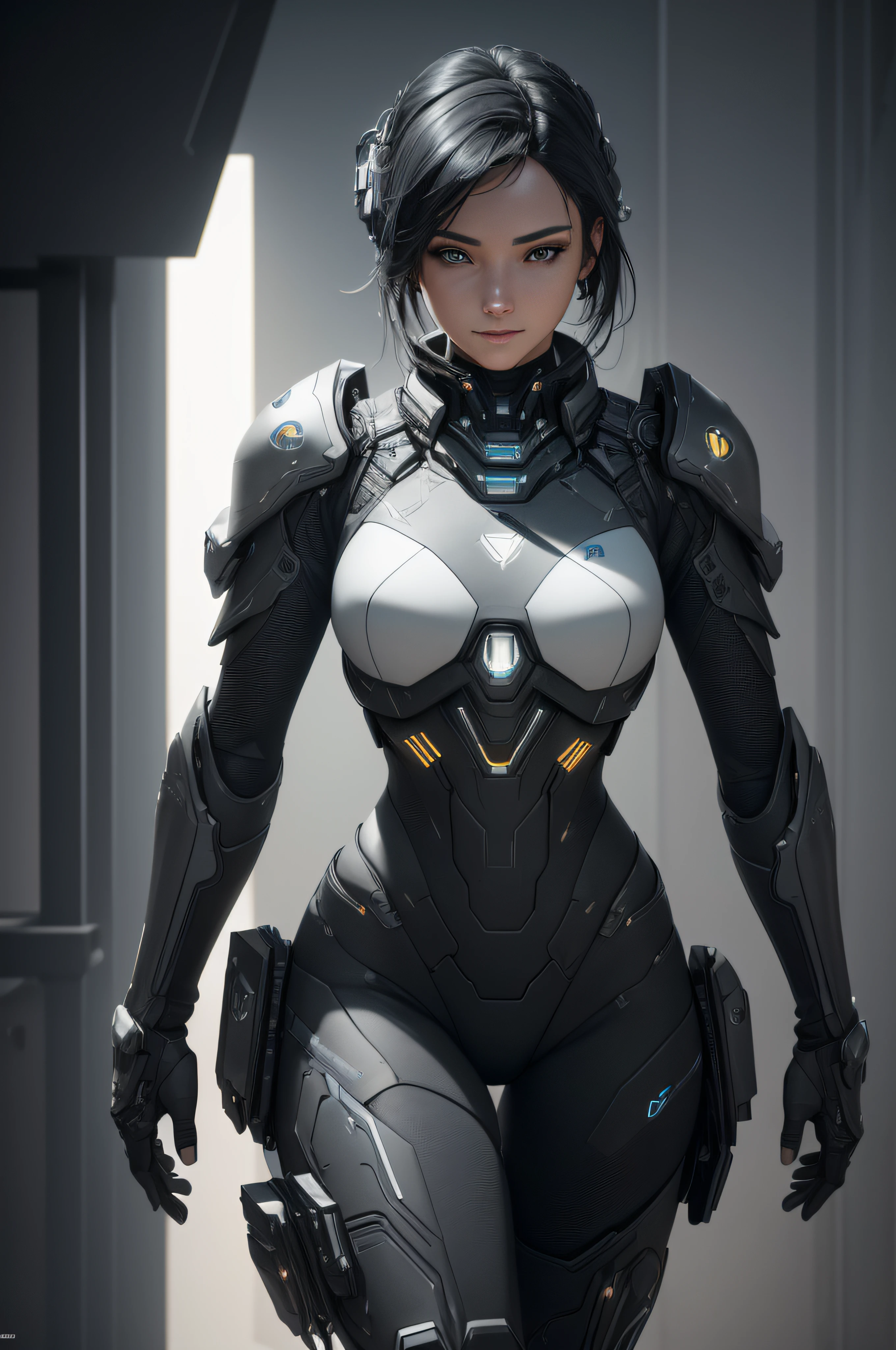 ((Best Quality)), ((Masterpiece)), (Detailed:1.4), ..3d, Image of a beautiful cyberpunk woman in all black armor,HDR (High Dynamic Range),Ray Tracing,NVIDIA RTX,extra high resolution,Unreal 5,sub-surface Scattering,PBR Texturing,postprocessed,Anisotropic filtering,Depth of field,Maximum clarity and sharpness,Multi-layer Textures,Albedo and specular maps,Surface shading,Accurate Light-Material Interaction Simulation,Perfectly proportioned,Octane Render,duotone lighting,Wide aperture,Low ISO,White balance,the rule of thirds,8K RAW