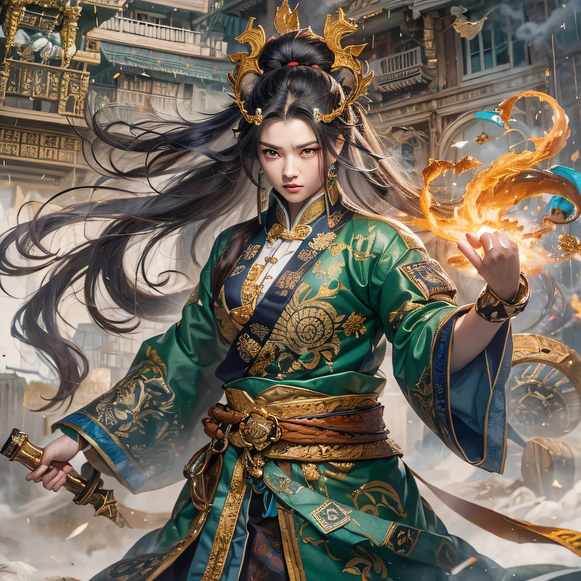 In order to obtain the oracle of destiny, The demon invaded the Aoba family，The leader of the demon clan personally went down to fight Ye Xingyun, But in the end, He was defeated by Ye Xingyun in one move, At the same time, King Qi, Jiang Shang, Come to Ningcheng，Finally recognized Ye Xingyun's father and son, And found that Ye Xingyun is a rare eight-vein missing constitution, This is extremely beneficial to cultivating the Jiang Family Ancestor Extreme Heavenly Dao Art, But it was when Ye Xingyun was taught by King Xiuwei of Qi，When it comes to improving your cultivation, The mysterious woman An Yun suddenly appeared, In order to get the Nine Heavens Goddess Diagram on Ye Xingyun's body。, She took it away with a valve technique, but accidentally got involved in the grudge between the demon and Ye Xingyun。（Rainbow ruins）Climb the streets（Doomsday Rainbow）eyes filled with angry，He clenched his fists，Rush up，Deliver a fatal blow to your opponent，full bodyesbian，Full Body Male Mage 32K（Masterpiece rainbow，Rainbow Ultra HD）Long flowing black hair，Campsite size，zydink， The wounded lined up in the streets（Doomsday ruins rainbow）Climb the streets， The scene of the explosion（Rainbow Doomsday Ruins）， （Linen batik scarf）， Angry fighting stance， looking at the ground， Batik linen bandana， Chinese python pattern long-sleeved garment， rainbowing（Abstract propylene splash：1.2）， Dark clouds lightning background，Flour flies（realisticlying：1.4），Black color hair，Flour fluttering，rainbow background， A high resolution， the detail， RAW photogr， Sharp Re， Nikon D850 Film Stock Photo by Jefferies Lee 4 Kodak Portra 400 Camera F1.6 shots, Rich colors, ultra-realistic vivid textures, Dramatic lighting, Unreal Engine Art Station Trend, cinestir 800，Flowing black hair,（（（rainbowing）））The wounded lined up in the streets（rainbowing）Climb the streets，