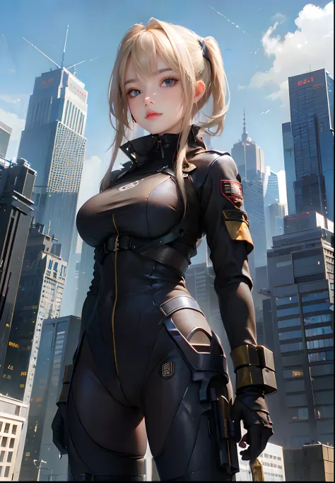 ((top-quality)), (((​masterpiece)), (detaileds: 1.4), 3D, Beautiful Cyberpunk Woman Image, bob cuts, Broken black tights, leathe...