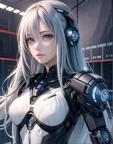 Beautiful futuristic cybernetic girl with hair with strands of neural network, A futuristic, nffsw, Super Detail, Best Quality, ...