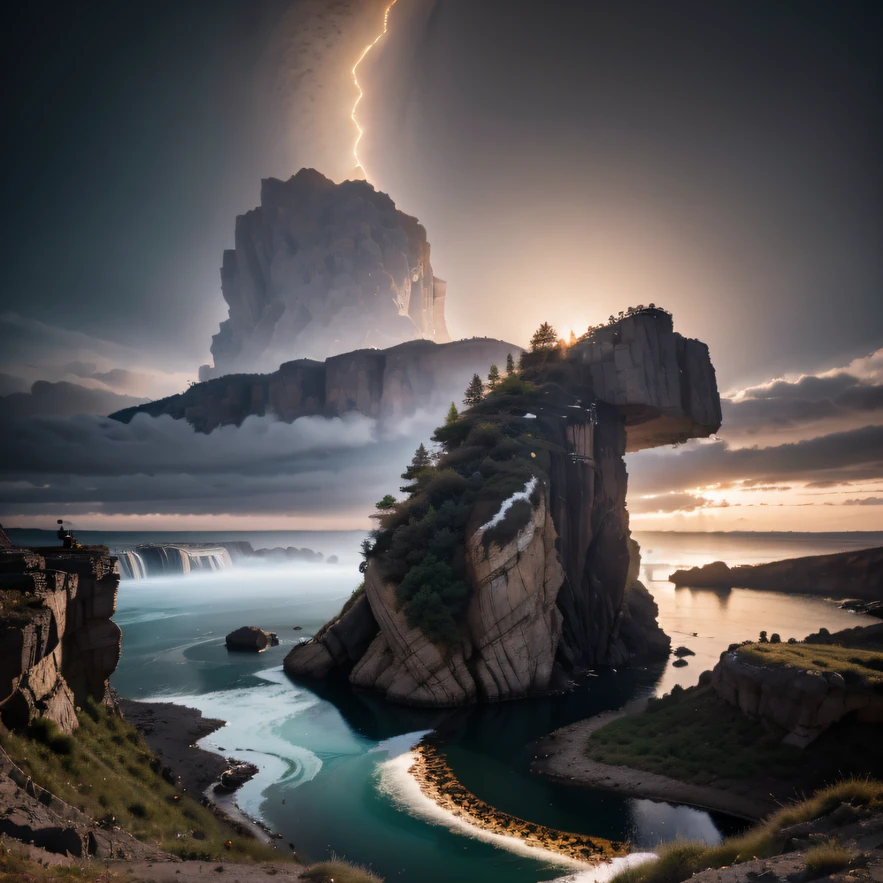 The land of mountains and seas（Hanging Mountain）， （Agate tree）， The angry fighting stance of the jackal, tiger and leopard， looking at the ground，Animal World（Abstract propylene splash：1.2）， Dark clouds lightning background，canyons（realisticlying：1.4），Dapeng spreads its wings， A high resolution， the detail， RAW photogr， Sharp Re， Nikon D850 Film Stock Photo by Jefferies Lee 4 Kodak Portra 400 Camera F1.6 shots, Rich colors, ultra-realistic vivid textures, Dramatic lighting, Unreal Engine Art Station Trend, cinestir 800，Flowing black hair,（（（Sea Classic）））The wounded lined up in the streets（dark cloude）salama（Flax），Vibrant colors, (4 Phoenix), (4 Phoenix)