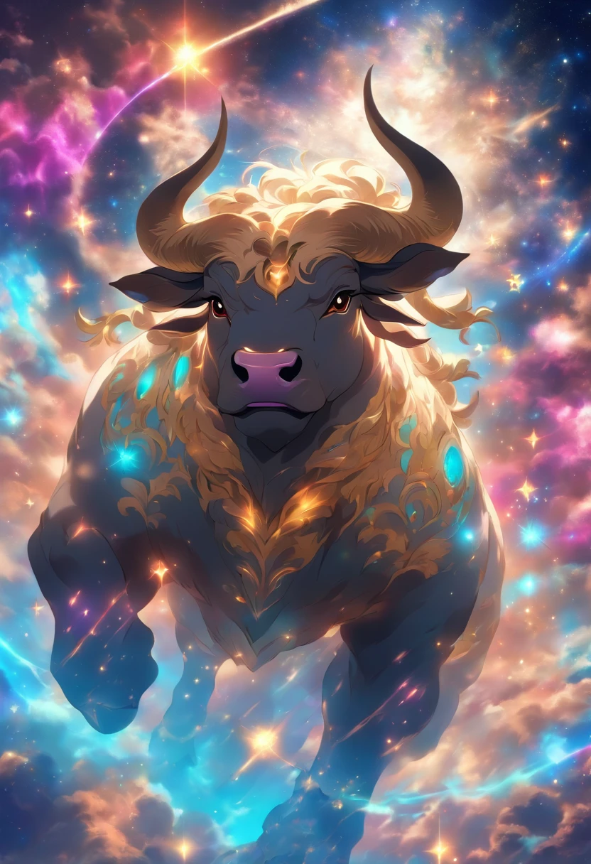 A bull with horns and a star in the background - SeaArt AI