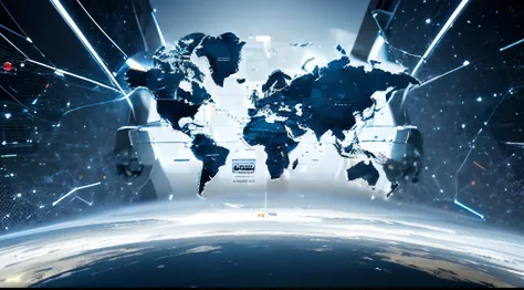 ฺEntrepreneur who possesses a global network connection. Big Data Analytics and Business Intelligence Concept. Global Business World World Map Point and Line Composition Concept