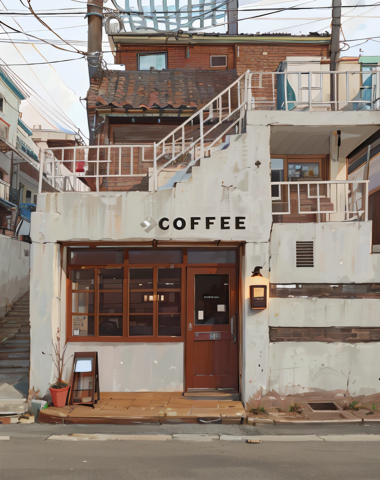 There is a small coffee shop down the street, cafe shop, Cafe, Shin Jung-ho, jaeyeon nam, sangsoo jeong, seseon yoon, Kim Hyun-joo, small hipster coffee shop, kawa, author：Yasushi Sugiyama, author：Zhang Shengqi, taken in the early 2020s