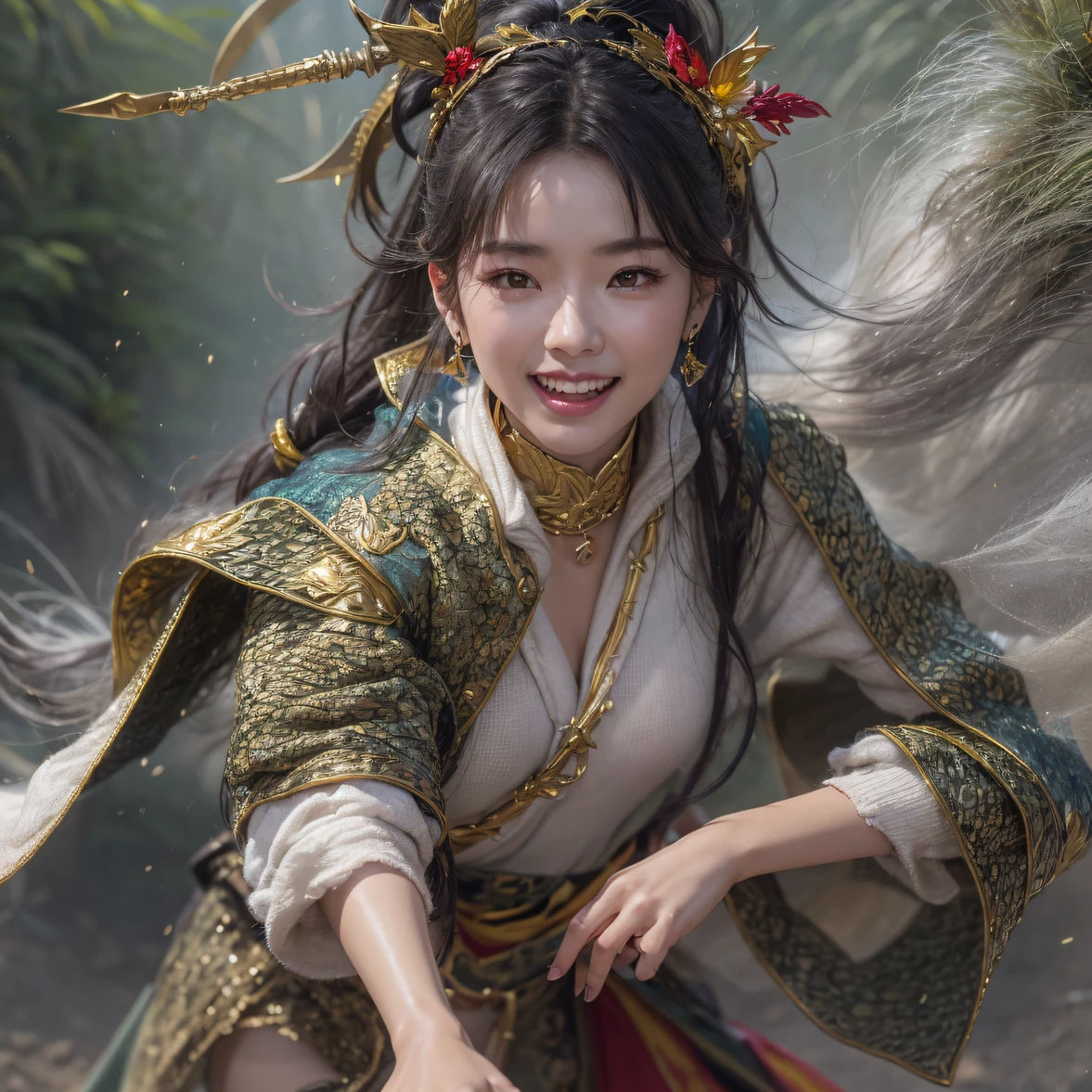 cgsociety cinématographique,，Scène de bataille dans un canyon tropical、Gros seins chinois、Pittoresque、trois Royaumes、humain、100 personnes、Vue au téléobjectif（CG）、Batailles CG intenses、haut niveau de détail、morceau de masséter、NSFW，Vêtement en gaze multicouche à manches longues，Gilet à séchage rapide，Pull en lin，Cape en peau de crocodile，épaulettes dorées, Cape motif marteau argenté, Poils bordeaux，Espionne à vapeur d&#39;eau，Douche fesses fruit vert gelée de lait poitrine plate，Genouillère en filet de poisson en soie de pin, space dance，Prisme hexagonal，Mettez un couteau à ananas saupoudré d&#39;or，Extrêmement heureux，Zhou Dongyu（Scène de bataille dans un canyon tropical）（（scènes））