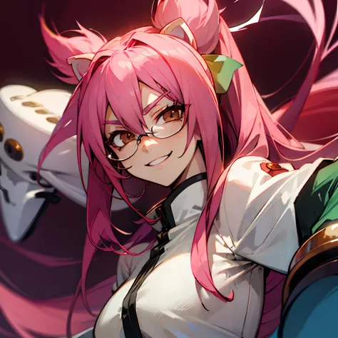 kokonoe mercury, glasses, face focus, ironic smile