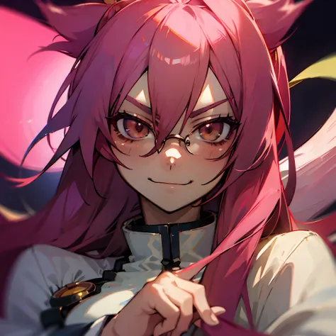 kokonoe mercury, glasses, face focus, naughty smile