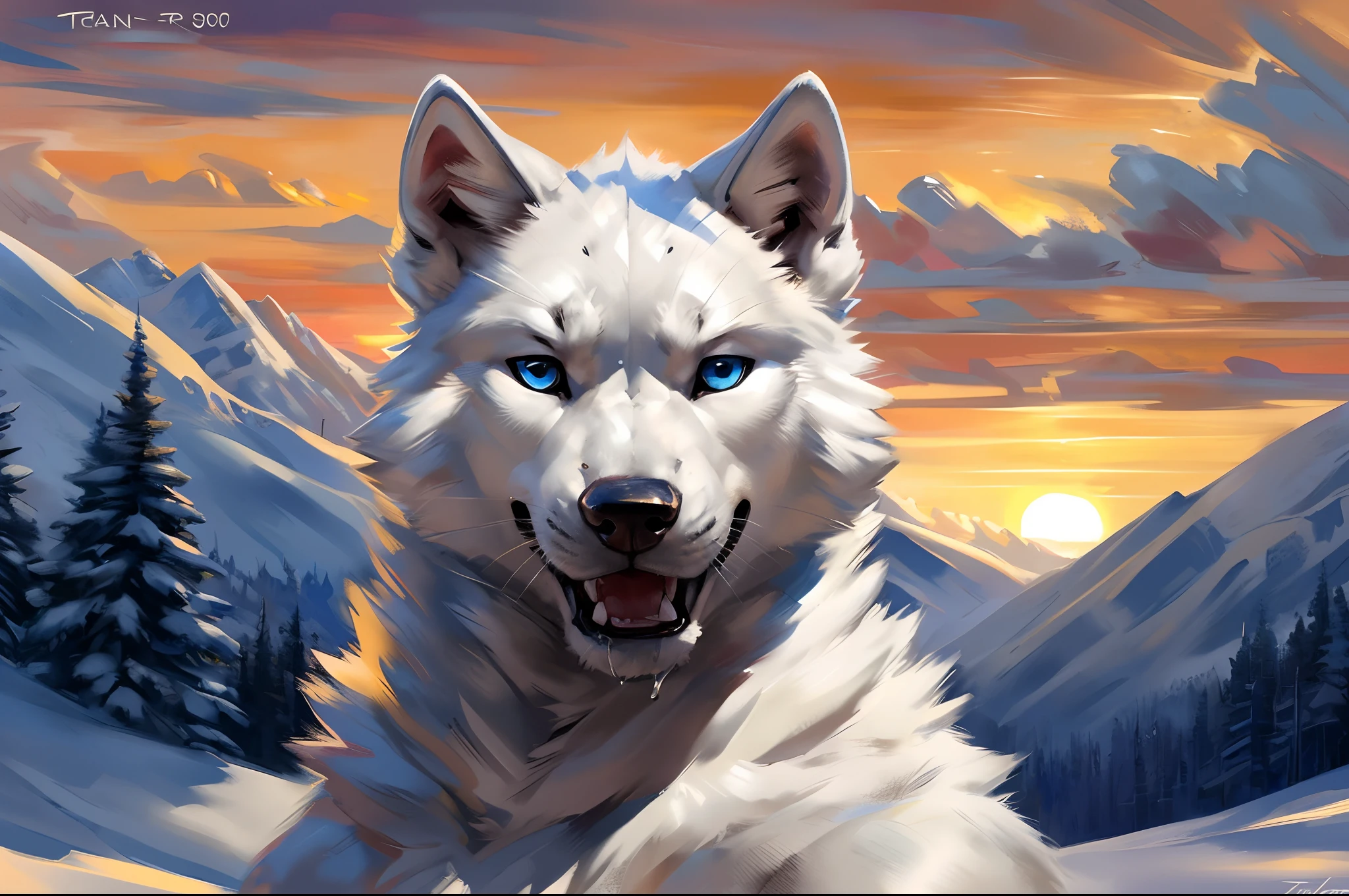 slim feral:1.2 thin white wolf, posing for the camera. 4k, high resolution, best quality, perfect colors, perfect shadows, perfect lighting, posted on e621, furry body, feral white wolf, quadruped:1 white wolf, solo, male, adult, slim, (skinny:2 build:1.4, strong pecs), correct anatomy, white fur (white:1 fur, detailed fur, epic, masterpiece:1.2), (winter background, snowing, cloudy sky, sunset), sexy shadows, (by echin, by Taran Fiddler, by takemoto arashi, by Traver009, by Juiceps), (detailed blue eyes:1.2), impressive physique, tired pose, struggling, effort pose, bothered face, exhausted, detailed eyes, looking at camera, open mouth, thick drooling:1.4, low-angle shot