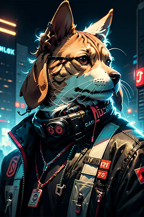 Basset Hound Dog Cyberpunk