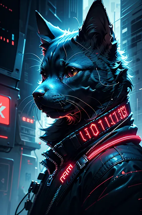 Labrador Retriever Dog Cyberpunk