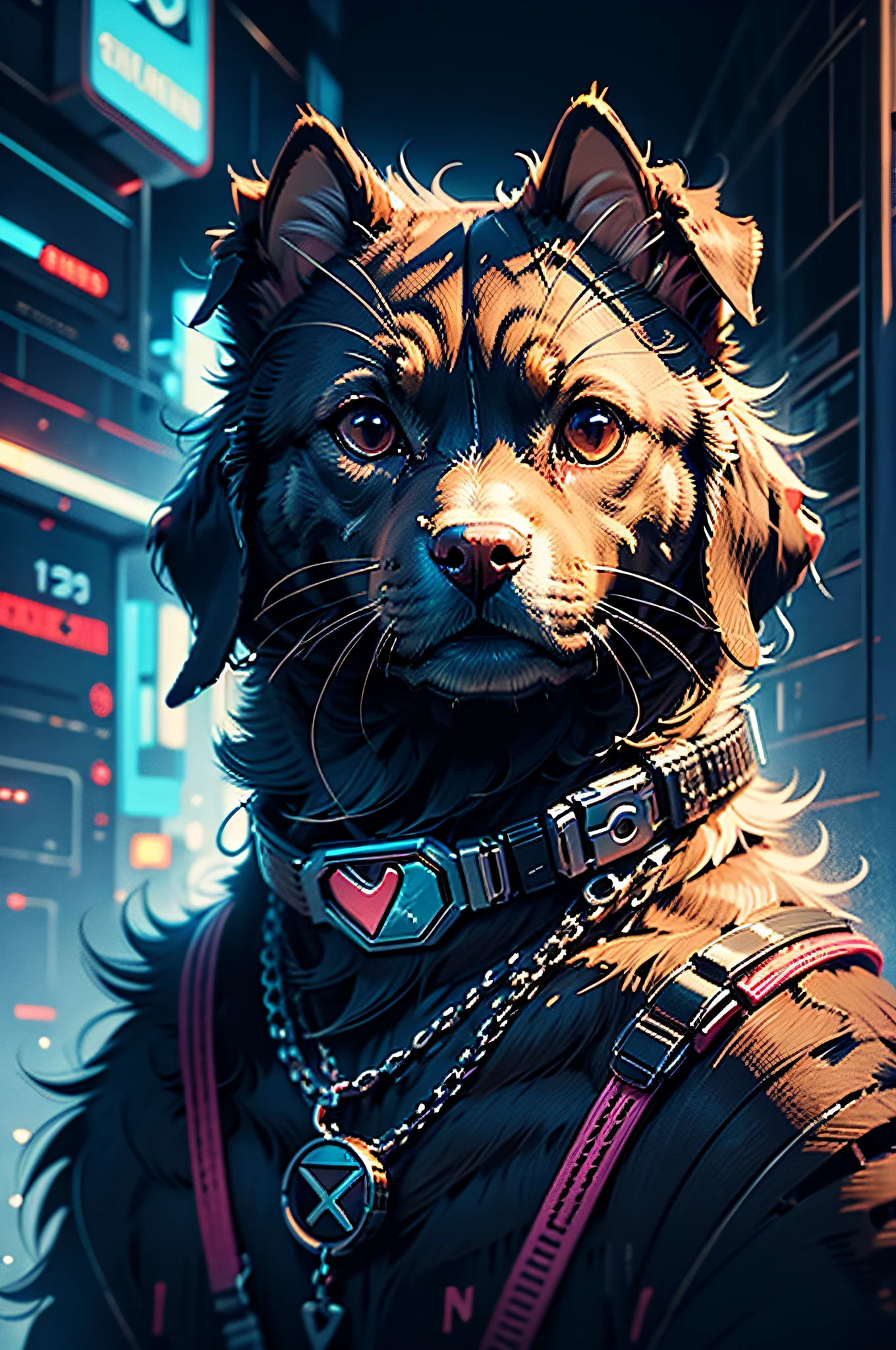 Cão Labrador Retriever Cyberpunk