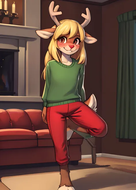 [noelleholiday], [Deltarune], [Uploaded to e621.net; (Pixelsketcher), (wamudraws), (woolrool)], ((masterpiece)), ((HD)), ((high quality)), ((solo portrait)), ((front view)), ((feet visible)), ((furry; anthro)), ((detailed fur)), ((detailed shading)), ((bea...