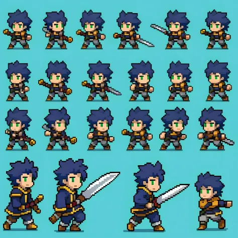 Make a sprite sheet of a swordsman running, slice this sprite sheet and make a gif,