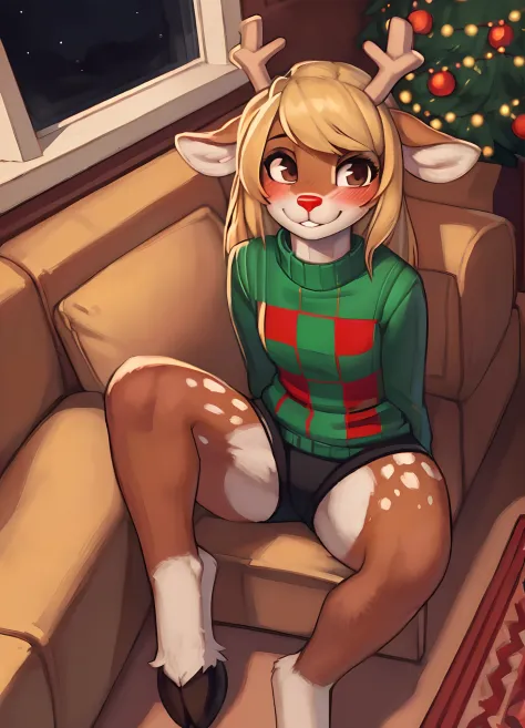 [noelleholiday], [Deltarune], [Uploaded to e621.net; (Pixelsketcher), (wamudraws), (woolrool)], ((masterpiece)), ((HD)), ((high quality)), ((solo portrait)), ((bird's-eye view)), ((feet visible)), ((furry; anthro)), ((detailed fur)), ((detailed shading)), ...
