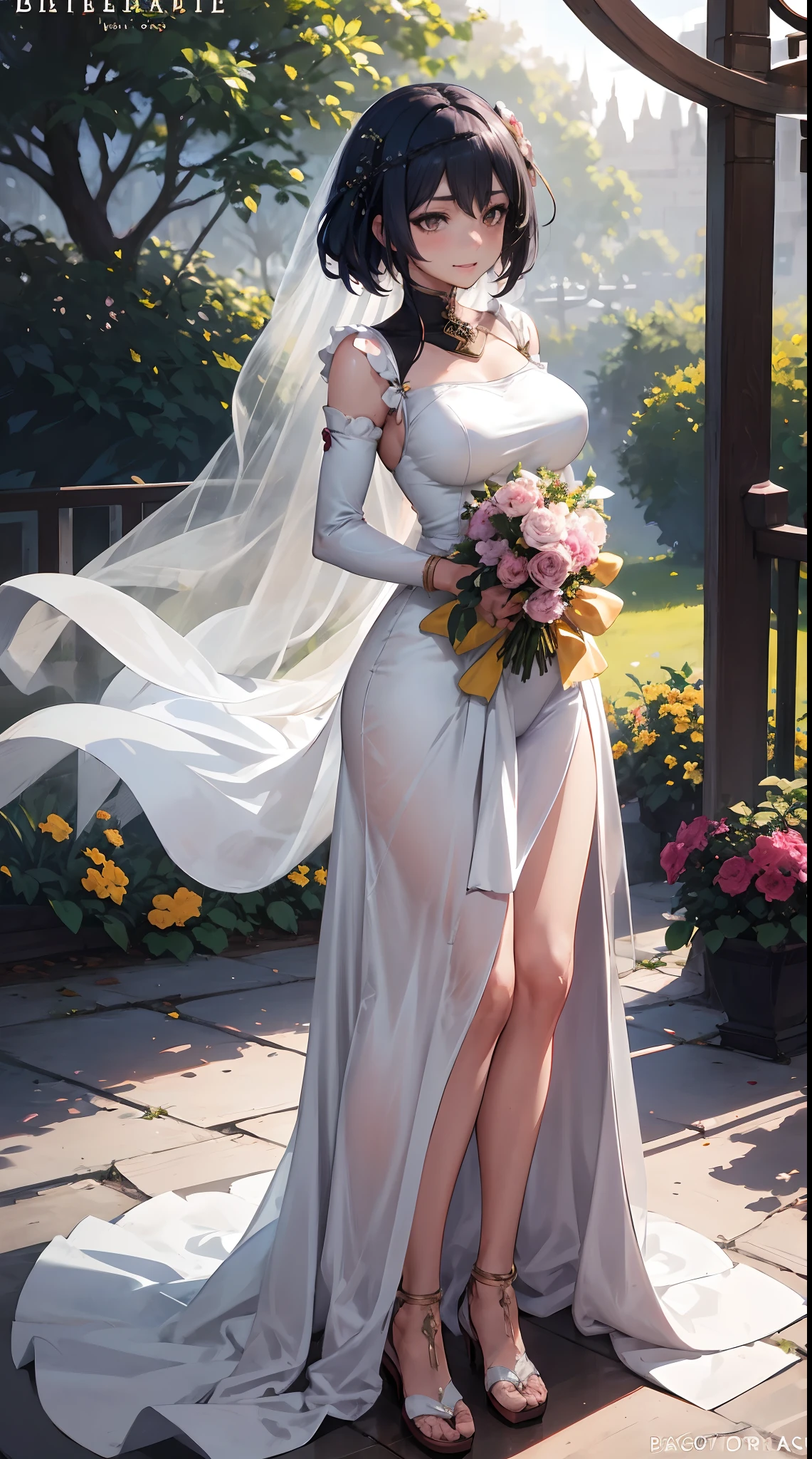 Kujou Sara | impacto genshin, obra de arte, melhor qualidade, 1 meninas,25 anos de idade, proporcional body, proporcional., Vestidos de noiva, vestido de noiva branco, saia longa, casamento, ,apenas, Parado no meio de um jardim florido, ar livre, casamento, O céu é lindo, Em um paraíso de amor e felicidade.........................................................., A noiva usa um vestido japonês e um sorriso sedutor.........................................................., A passagem do tempo pára na deles.........................................................., On this casamento day of love and happiness.........................................................., Flores brilhantes e lindas, Segurá-lo nas mãos simboliza o envolvimento do amor.........................................................., Amor e amizade através da transmissão de flores, Em um paraíso de amor e felicidade.........................................................., Uma noiva em um yukata usando uma masika.........................................................., É uma forma de beleza e elegância.........................................................., Mostre ao seu cônjuge o seu coração........................................................., Em um paraíso de amor e felicidade.........................................................., Kochikugisa é a árvore dos novos começos.........................................................., E seu amor e carinho......................................................., E sugar muito amor.........................................................., As flores representam amor e paz.........................................................., Em um paraíso de amor e felicidade.........................................................., Veja os espectadores de frente., alça de coxa, inclinar a cabeça, entediado, 10, 10, alta definição, leve sorriso,